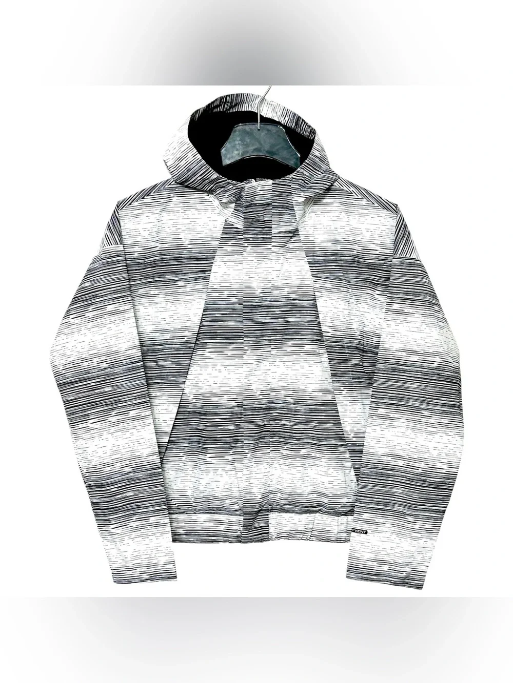 The North Face Girls Precita Rain Jacket Large 14/16 Black White Static Stripe